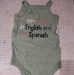 NWT Koala Baby Light Green I Can Laugh in English and Spanish Baby Girl Bodysuit